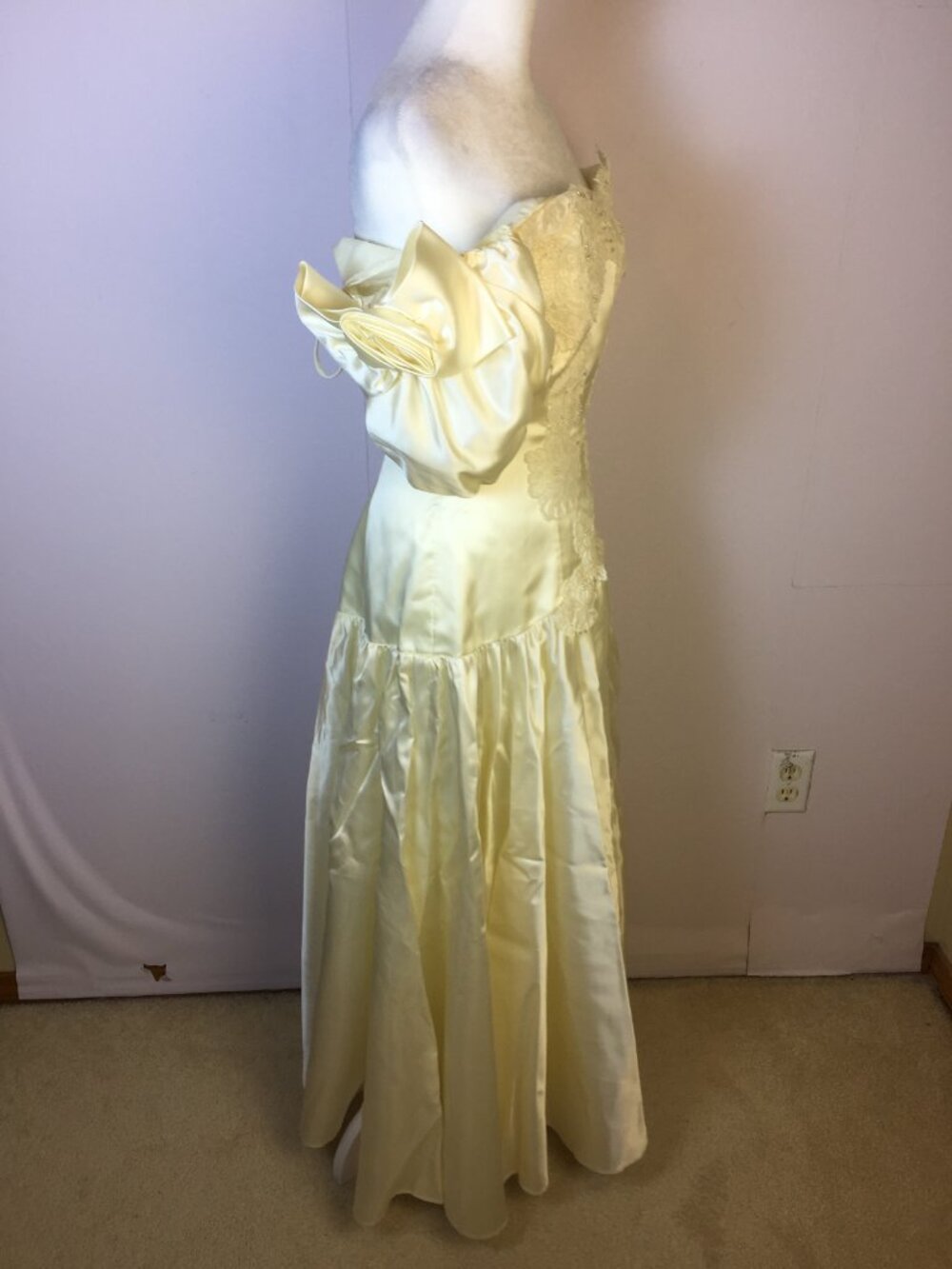 Vtg 1980s Bridal Originals Wedding Dress Size 10 Womans Cream Off the Shoulder - Picture 2 of 15